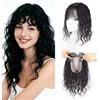 EREE HAIR Topper per capelli ricci con base in seta intrecciata a mano da donna, veri capelli umani, 12 Topper per capelli ondulati e diradati con frangia, clip per toupet da donna (colore naturale)