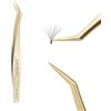 NAGARAKU Pinzette Ciglia Volume Innesto Curva Precisione Professionali Pinzetta Oro Punta Punta Curva Inossidabile Eyelash Volume Tweezer per A Ventaglio E Ciglia Singole (Golden Feather N-03-2)