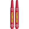 NYX Professional Makeup Fat Matte Smooth Color Lipstick Rossetto Matte Pigmentato Tonalità 10 Flamingo Feather Labbra Morbide Vellutate Levigante Texture Soffice Formato Click Stick - 2 Rossetti
