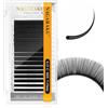 NAGARAKU Extension per ciglia singole da 0,15 mm, curvatura a C, 7-15 mm, vassoio misto, colore nero opaco, in finto visone naturale, 16 file