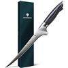 SANMEIHO Coltello per Sfilettare Pesce 18cm Acciaio in Polvere | Coltello Cucina Coltello da Disosso Giapponese Professionale Alto Carbonio 63 HRC, Manico Full Tang in Pakkawood per Carne