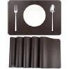 EDanle Set di 6 tovagliette in pelle bovina resistente all'usura per tavolo da cucina, impermeabile, con filetto di isolamento termico di EDanle, nero marrone