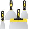 suokoun Set di 4 spatole in acciaio inox con manico in plastica, spatola per pittura su carta da parati e pareti (50 mm, 100 mm, 150 mm, 200 mm)