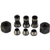 Felicafie Set di 6 mandrini per fresatrice per incisione, adattatore per morsetto in acciaio al carbonio con 2 dadi, dimensioni 6 mm/6,35 mm/8 mm, per fresatura del legno