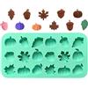 Buerfu Set di 18 in silicone autunnali a forma di zucca, foglia d'acero e ghianda - strumenti per la decorazione di torte, cioccolato, caramelle, torte per dolci, Halloween e Ringraziamento