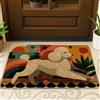 Generic Zerbino con barboncino colorato, tappetino bianco per interni ed esterni, stile retrò, antiscivolo e facile da pulire, tappetino di benvenuto adatto agli animali, 73 x 43 cm