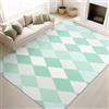 Generic Tappeto lavabile per soggiorno, minimalista, antiscivolo, fresco e moderno, con griglia a diamante, a pelo corto, per camera da letto, sala da pranzo e cucina, in morbida microfibra, 120 x 180 cm