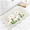 Dermalyx Beige Tappetino Da Bagno, Tappeto Fiorito Per Il Bagno, Molto Morbido, Assorbente, Antiscivolo, Lavabile In Lavatrice, 50 X 80 Cm