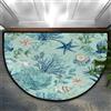 Axurera Tappeto semicircolare, lavabile, con stella marina e corallo verde turchese per interni, ingresso, bagno, camera da letto, zerbino, 91 x 61 cm