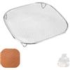 Sinbana Vassoio Croccante per Ninja Crispi FN101 & Ninja Crispi Pro AS101, Griglia Sostitutiva Acciaio Inox SUS304 con Pad Teflon Accessori Friggitrice Ad Aria Lavastoviglie (Argento)