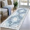 BORKOY Tappeto Runner Corridoio 4 Metro Azzurro Chiaro Passatoia Cucina Antiscivolo Lavabile Tappeto Lungo Morbido per Ingresso Camera da Letto Tappeto Pelo Corto Stile Boho 50x400cm