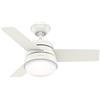 HUNTER FAN Finley, Ventilatore da Soffitto per Interni con Luce e Telecomando, Finitura Bianco Fresco, 3 Pale Bianco Fresco e Legno Naturale, Ideale per l'Estate e l'Inverno, Modello 50644