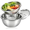 Mimdixy Acciaio Inossidabile Lavello Per Scolapasta 3 in 1, Ciotole Cestello Di Scarico Tagliaverdure Ciotola, Insalata Utensili Cucina, Colini E Scolapasta Rondella Per Cucinare Preparare La Conservazion