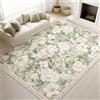 Generic Tappeto lavabile per soggiorno, vintage, floreale, antiscivolo, decorazione con fiori rosa e bianchi, a pelo corto, per camera da letto, sala da pranzo e cucina, in morbida microfibra, 120 x 160 cm