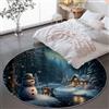 Generico Tappeto Natalizio Rotondo 90 cm, Natale Nevoso Cielo Notturno Soffice Morbido Tappeto Rotondo per Soggiorno - Antiscivolo Lavabile in Lavatrice Tappeti Blu Scuro per Camera da Letto