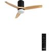 CREATE / WINDCALM NATURAL WOOD S/Ventilatore da soffitto con luce nero pale legno chiaro con telecomando / 40W, Temporizzatore, Ø112 cm, 6 velocità, 3 temperature di luce, funzione estate-inverno