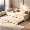 BRILVERDE Divano angolare 90 x 200 cm, divano letto allungabile, divano pieghevole con rete a doghe, divano letto con funzione sonno, divano letto allungabile, letto per gli ospiti, tessuto in velluto, beige