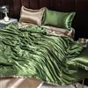 GENPICONG Set di Biancheria da Letto in Seta con Copripiumino, Lenzuolo, Federa, Lenzuolo in Raso di Lusso, Tinta Unita, King Size, Queen Size, Full Size, Twin Size