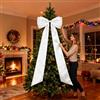 Qooplu Grande fiocco per albero di Natale, 240 cm grande fiocco lungo in raso per albero di Natale, fiocchi giganti in raso bianco, decorazioni per albero di Natale, per decorazione di foto da parete