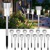 Jsdoin 12 luci solari da giardino, paletti da giardino, in acciaio inox, luci solari a LED, impermeabili, accensione e spegnimento automatico, illuminazione per vialetti, patio, esterni, prato