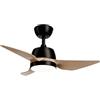 Sulion Ventilatore da soffitto marino luce LED 24 W dimmerabile - Motore DC silenzioso, nero con lame di colore legno chiaro, IP44, 5 velocità, timer, funzione inverno-estate, Ø86 cm