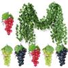 LUDHEP 7 pezzi di uva in plastica, uva realistica, decorazione di frutta artificiale, decorazione per verdura, decorazione di vino, Puntelli di Frutta Artificiali, decorazione per ufficio da giardino