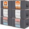 Lifewit Scatole per Vestiti, Organizer Armadio Salvaspazio, Scatole Armadio e Lenzuola con Manici Rinforzati e Finestra Trasparente, Contenitori Sottoletto, Grigio, 65L, 6 Pezzi