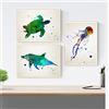 Nacnic Set di 3 stampe artistiche con immagini di animali marini (Tartaruga Delfino e meduse) Stile acquerello. Colori vivaci. Pittura in stile nordico. Acquerelli. 250 Grammi di Alta Qualità.