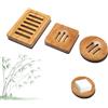 Kisstta 3 portasapone con scarico, portasapone naturale, in legno, design antiscivolo, portasapone per sapone, spugne, piatto per bagno e cucina (colore naturale del legno 1)