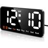 Lafocuse Orologio da Parete Digitale LED 9, Orologio da Tavolo Digitale con Doppia Sveglia, Luminosità Regolabile, Settimana, Snooze, 12/24HR per Soggiorno Camera da Letto Cucina