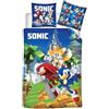 Aymax Parure da letto Sonic e i suoi amici Knuckles e Tails, copripiumino 135 x 200 cm + federa 80 x 80 cm, 2 pezzi, microfibra, taglia tedesca