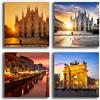 Printerland Quadri Moderni MILANO Duomo città 4 pezzi Stampa su Tela CANVAS Arredamento XXL Arredo per soggiorno salotto camera letto cucina ufficio bar ristorante printerland.it (4 pezzi 30x30 cm cad.)