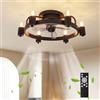 zhxinashu Ventilatore da Soffitto Industriale Retrò con Attacco E27, Telecomando Incluso - 3 Pale Reversibili, 6 Velocità Regolabili Ventilatore Silenzioso per Camera da Letto, Soggiorno(Colore Nero)