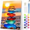 EOBROMD Dipingere con i Numeri Adulti con Telaio, Paesaggio Pietra Paint by Numbers, Tramonto al Mare Kit di Pittura acrilica Fai-da-Te per Adulti con Pennelli Pittura a Pigmento Acrilico 20x30cm