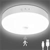 Toowell Lampada da soffitto a batteria con sensore di movimento 5000 K, lampada da soffitto con sensore di movimento, ricarica USB, lampada a LED per balcone, ripostiglio, cantina, corridoio
