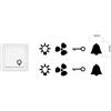 Generic Adesivi per interruttore, 8 pezzi, con 2 campane, 2 luci, 2 ventole e 2 chiavi adesive (RP33) (14 mm)