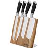 Navaris Porta Coltelli da Cucina Magnetico - Ceppo Portacoltelli Utensili Universale 22,5x23cm - Tavoletta Magnetica Salvaspazio Legno Marrone Acacia