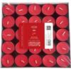 EDZARD Set da 50 lumini rossi, durata fino a 8 ore, senza profumo, contenitore in plastica/acrilico rosso, Made in Germany - candele tea light decorative per matrimonio, tavola, interno ed esterno