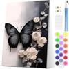 EOBROMD Dipingere con i Numeri Adulti con Telaio, Farfalla Paint by Numbers, Fiori Kit di Pittura acrilica Fai-da-Te per Adulti con Pennelli Pittura a Pigmento Acrilico 20x30cm