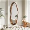AAZZKANG Grande specchio da parete irregolare con cornice in legno, 120 x 50 cm, vintage, specchi asimmetrici a figura intera da toeletta per bagno, camera da letto, soggiorno, ingresso