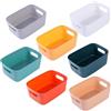 EURXLQ 7 Pezzi Cestini Portaoggetti Plastica Scatole Organizer con Manici,Contenitori per Armadio,Contenitore Plastica,Organizer Portaoggetti per Cucina Bagno Cosmetici (Colorati, 20×15×7 cm)