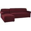 OKJK Copridivano con penisola Elasticizzato Jacquard per Soggiorno, Copridivano angolare Combinato, Lavabile in Lavatrice, Adatto alla Maggior Parte dei divani (Burgundy,Part A-A 190-230cm)