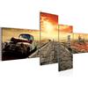 Runa Art Quadro XXL Macchina Route 66 200 x 100 cm Stampa D'Arte Murale Tela Non Tessuta Decorazione Soggiorno Camera Da Letto 600341a