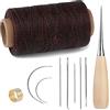 Benlay Set di filo da cucito cerato, 273 metri, con punteruolo per filo da cucito, aghi, ditale, imbottitura da cucire, kit di riparazione per artigianato in pelle, tappeti, divani, sedili a vela