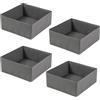 HongChelle 4 scatole portaoggetti pieghevoli in tessuto, organizer per cassetti e vestiti, organizer per riporre reggiseni, camicie, jeans, coperte, giocattoli, grigio
