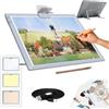 iVAOOZE Tavolo luminoso ricaricabile A3 con supporto, senza fili, funzionamento a batteria, 3 colori dimmerabili e 6 pannelli luminosi dimmerabili per disegnare, Diamond Painting, pittura(grigio)