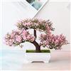 ZYWUOY Bonsai artificiale in vaso per la casa, l'ufficio, la presentazione di piante in vaso, rosa