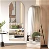 ECHOLYMTT Specchio da Terra ad Arco 168x60 cm, Specchio da Parete con Cornice in Alluminio Dorato, Design Moderno, da Appoggiare o Appendere per Soggiorno, Camera da Letto, Ingresso