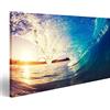 islandburner, Quadro, stampa su tela, di grande formato, quadri moderni con gabbiani e barca a vela al tramonto 100x57cm