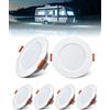 Bonlux Set di 6 faretti LED da incasso da 12 V, dimmerabili, bianco freddo, 6000 K, 3 W, faretti da incasso a soffitto, ultra piatti, per barca, roulotte, camper, armadio